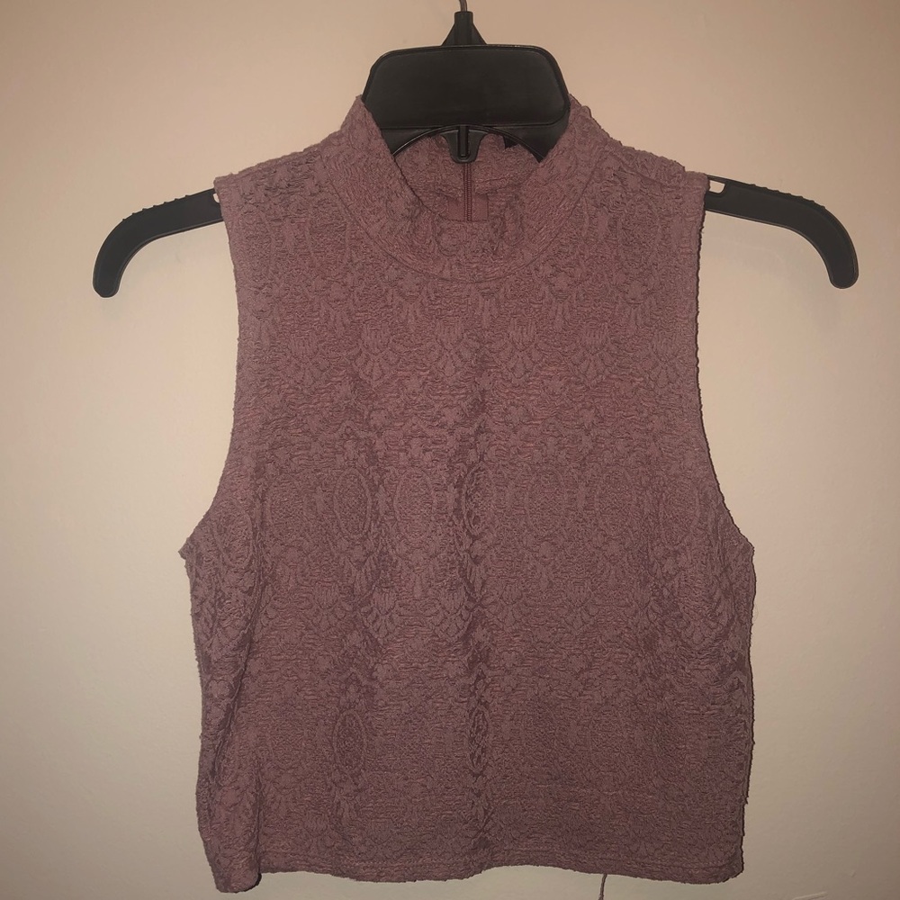 Purple embroidered crop tank